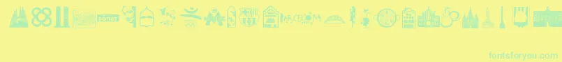 Barcelona Font – Green Fonts on Yellow Background