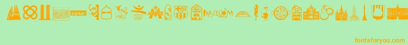 Barcelona Font – Orange Fonts on Green Background