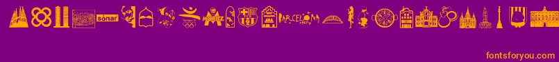 Fonte Barcelona – fontes laranjas em um fundo violeta