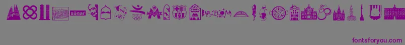 Barcelona-Schriftart – Violette Schriften auf grauem Hintergrund