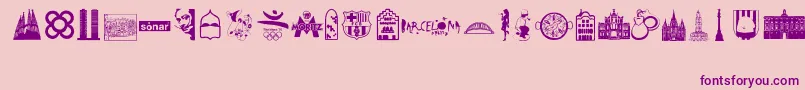 Barcelona-Schriftart – Violette Schriften auf rosa Hintergrund