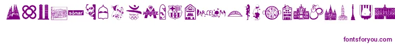 Barcelona-Schriftart – Violette Schriften auf weißem Hintergrund