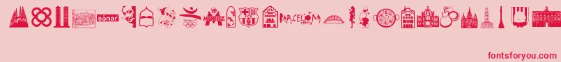 Barcelona-Schriftart – Rote Schriften auf rosa Hintergrund