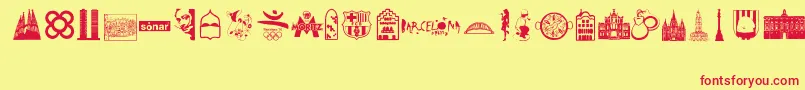 Barcelona Font – Red Fonts on Yellow Background