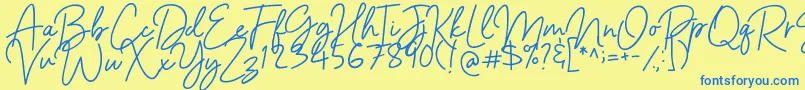 Barcelony Font – Blue Fonts on Yellow Background