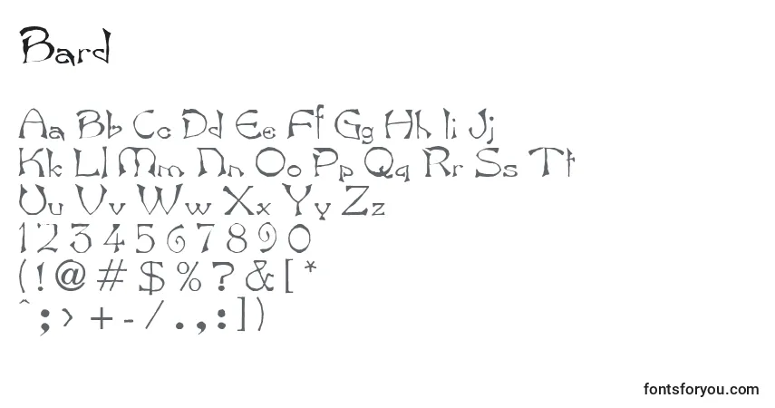 Schriftart Bard (120726) – Alphabet, Zahlen, spezielle Symbole