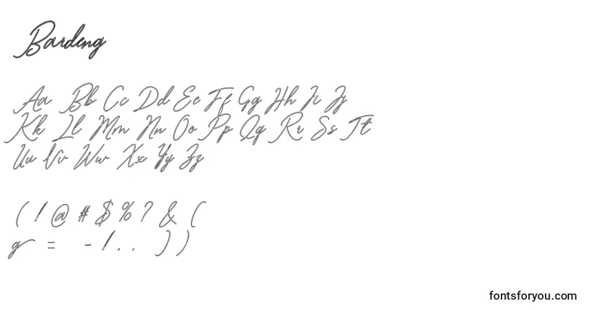 Schriftart Bardeng – Alphabet, Zahlen, spezielle Symbole