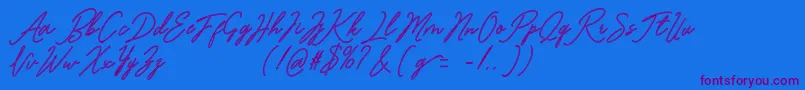 Bardeng-Schriftart – Violette Schriften auf blauem Hintergrund