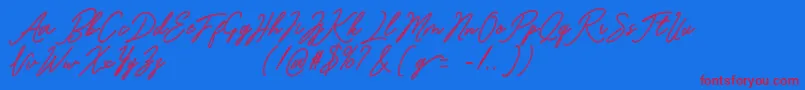 Bardeng-Schriftart – Rote Schriften auf blauem Hintergrund