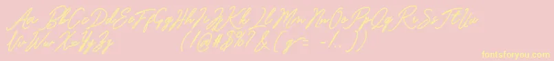 Bardeng-Schriftart – Gelbe Schriften auf rosa Hintergrund