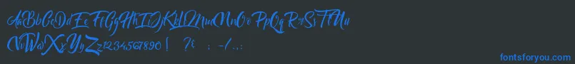 Bareken-Schriftart – Blaue Schriften auf schwarzem Hintergrund