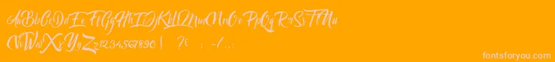 Bareken-Schriftart – Rosa Schriften auf orangefarbenem Hintergrund