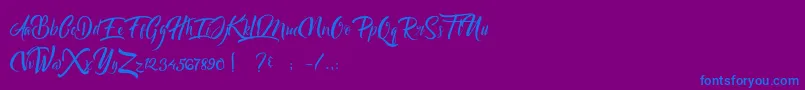 Bareken-Schriftart – Blaue Schriften auf violettem Hintergrund