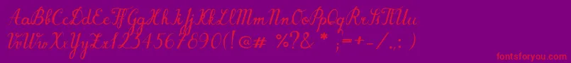 BarForst-Schriftart – Rote Schriften auf violettem Hintergrund