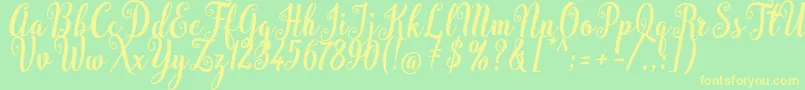 Bargain Script Font – Yellow Fonts on Green Background