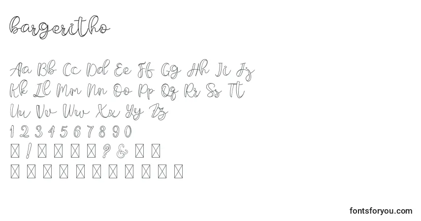 Schriftart Bargeritho – Alphabet, Zahlen, spezielle Symbole