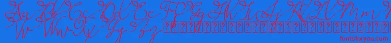 Barista Script   Font – Red Fonts on Blue Background