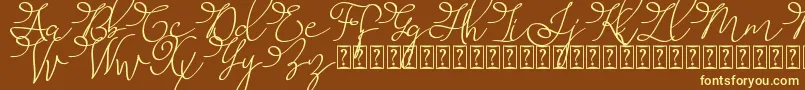 Barista Script  -fontti – keltaiset fontit ruskealla taustalla