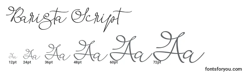 Barista Script   Font Sizes