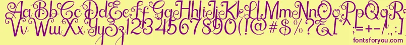 Baristha-Schriftart – Violette Schriften auf gelbem Hintergrund