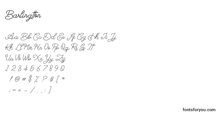 Schriftart Barlingtton – Alphabet, Zahlen, spezielle Symbole