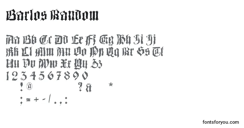 A fonte Barlos Random – alfabeto, números, caracteres especiais