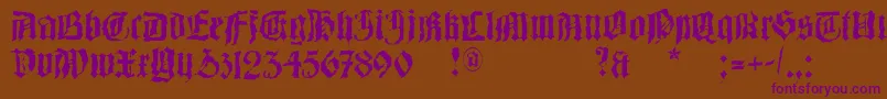 Barlos Random-Schriftart – Violette Schriften auf braunem Hintergrund