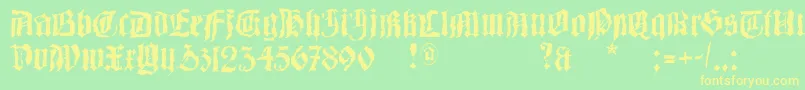 フォントBarlos Random – 黄色の文字が緑の背景にあります