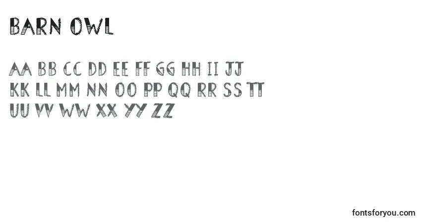 Schriftart Barn Owl – Alphabet, Zahlen, spezielle Symbole