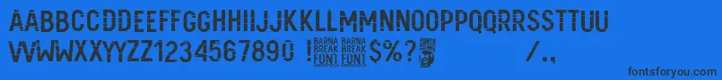 Barna Break-Schriftart – Schwarze Schriften auf blauem Hintergrund