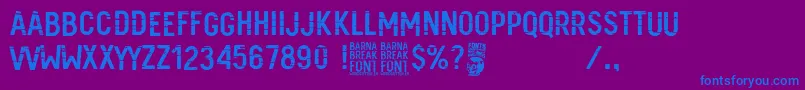 Barna Break-Schriftart – Blaue Schriften auf violettem Hintergrund