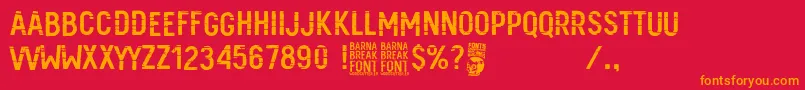 フォントBarna Break – 赤い背景にオレンジの文字