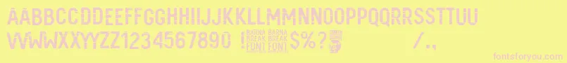 Barna Break-Schriftart – Rosa Schriften auf gelbem Hintergrund