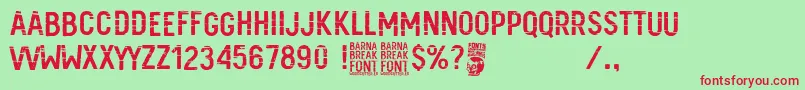 Barna Break Font – Red Fonts on Green Background