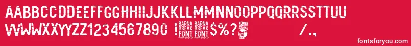 Barna Break-Schriftart – Weiße Schriften auf rotem Hintergrund