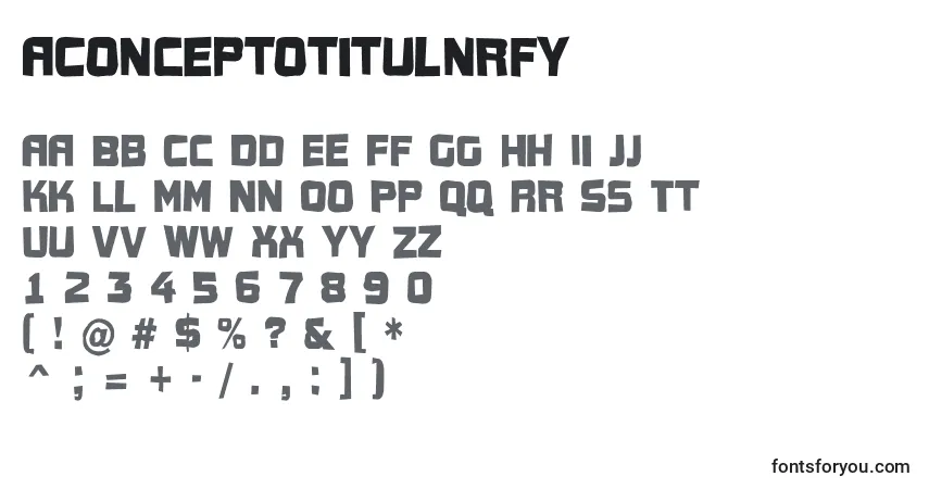 Schriftart AConceptotitulnrfy – Alphabet, Zahlen, spezielle Symbole