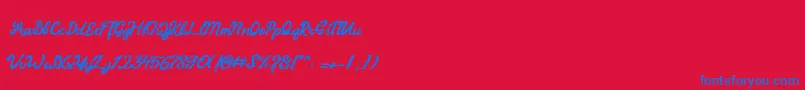 Barney Font – Blue Fonts on Red Background