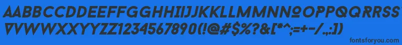 フォントBaron Neue Black Italic – 黒い文字の青い背景