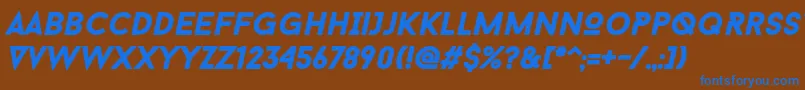 Шрифт Baron Neue Black Italic – синие шрифты на коричневом фоне