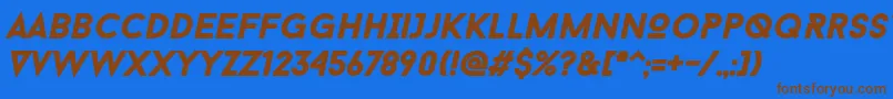 Шрифт Baron Neue Black Italic – коричневые шрифты на синем фоне