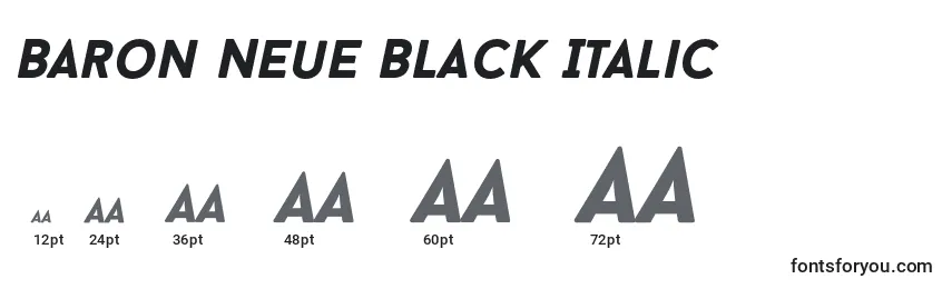 Tamanhos de fonte Baron Neue Black Italic
