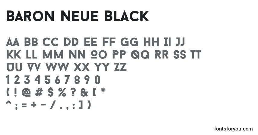 Schriftart Baron Neue Black – Alphabet, Zahlen, spezielle Symbole
