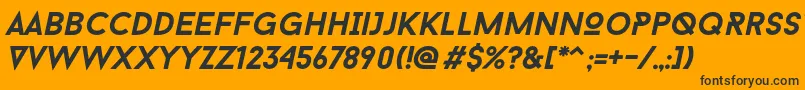 Baron Neue Bold Italic-fontti – mustat fontit oranssilla taustalla