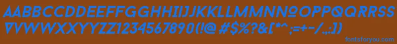 Baron Neue Bold Italic-fontti – siniset fontit ruskealla taustalla
