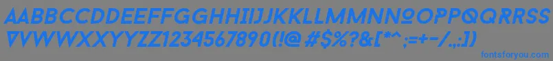 フォントBaron Neue Bold Italic – 灰色の背景に青い文字