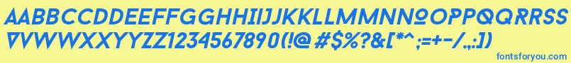 Baron Neue Bold Italic Font – Blue Fonts on Yellow Background