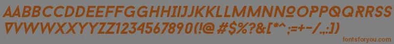 Baron Neue Bold Italic-fontti – ruskeat fontit harmaalla taustalla