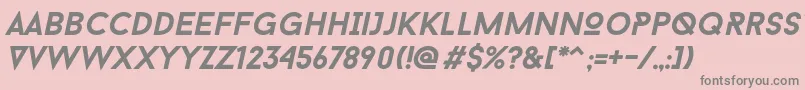 フォントBaron Neue Bold Italic – ピンクの背景に灰色の文字