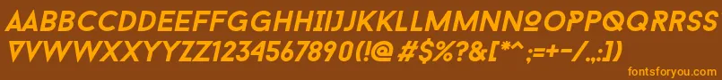 フォントBaron Neue Bold Italic – オレンジ色の文字が茶色の背景にあります。
