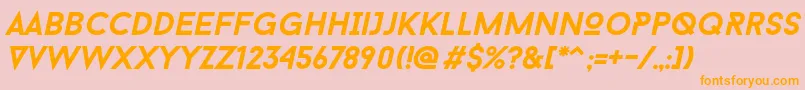 Baron Neue Bold Italic-fontti – oranssit fontit vaaleanpunaisella taustalla